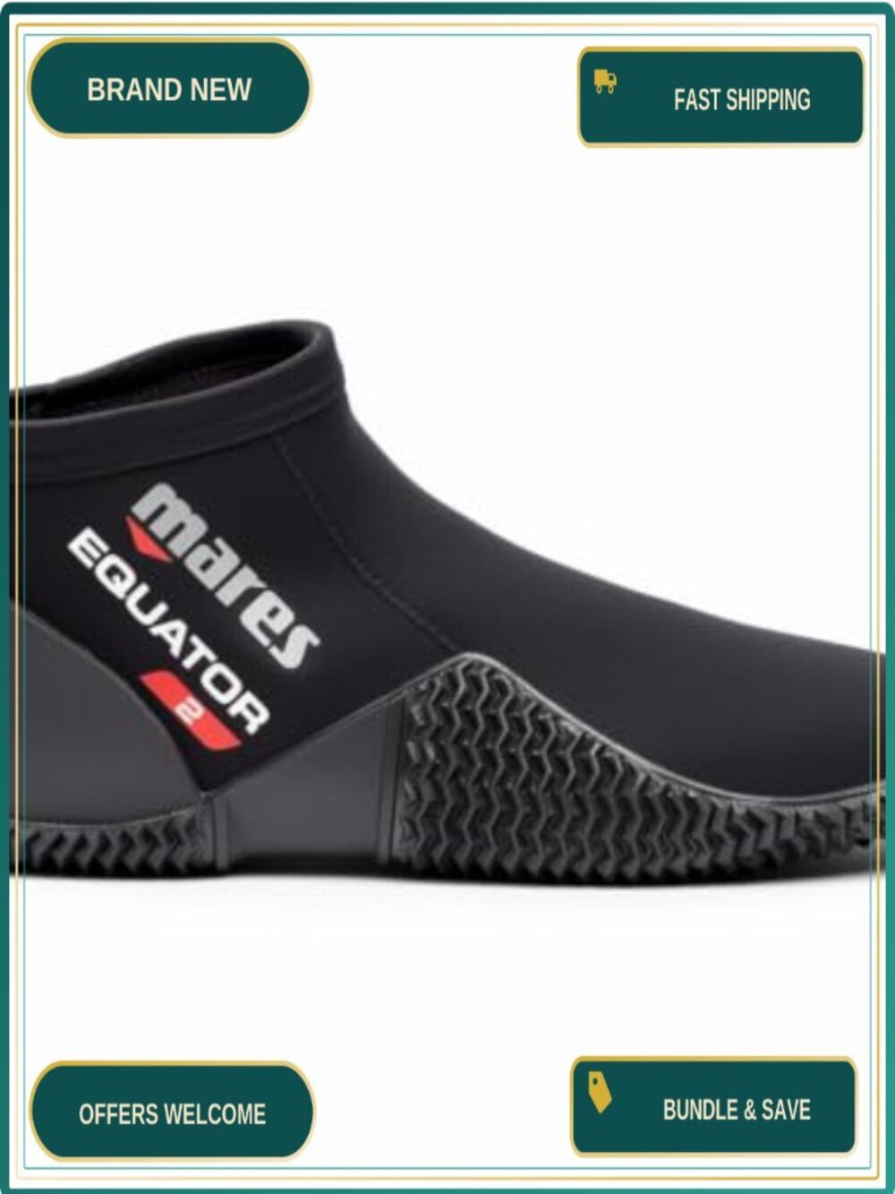 Mares Equator 2mm Neoprene Ankle-High Scuba Diving Boots Non-Slip Rubber Sole